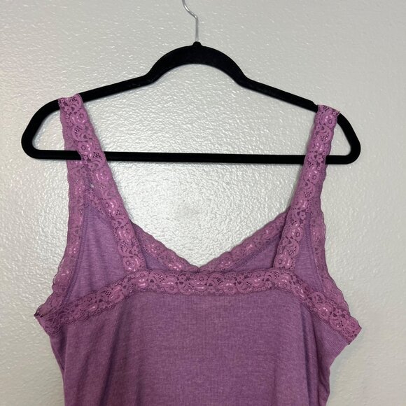 Maurices Cami‎ Tank Top Womens Size 2X Lace Trim Ribbed Purple Y2K Fairy - Picture 6 of 8
